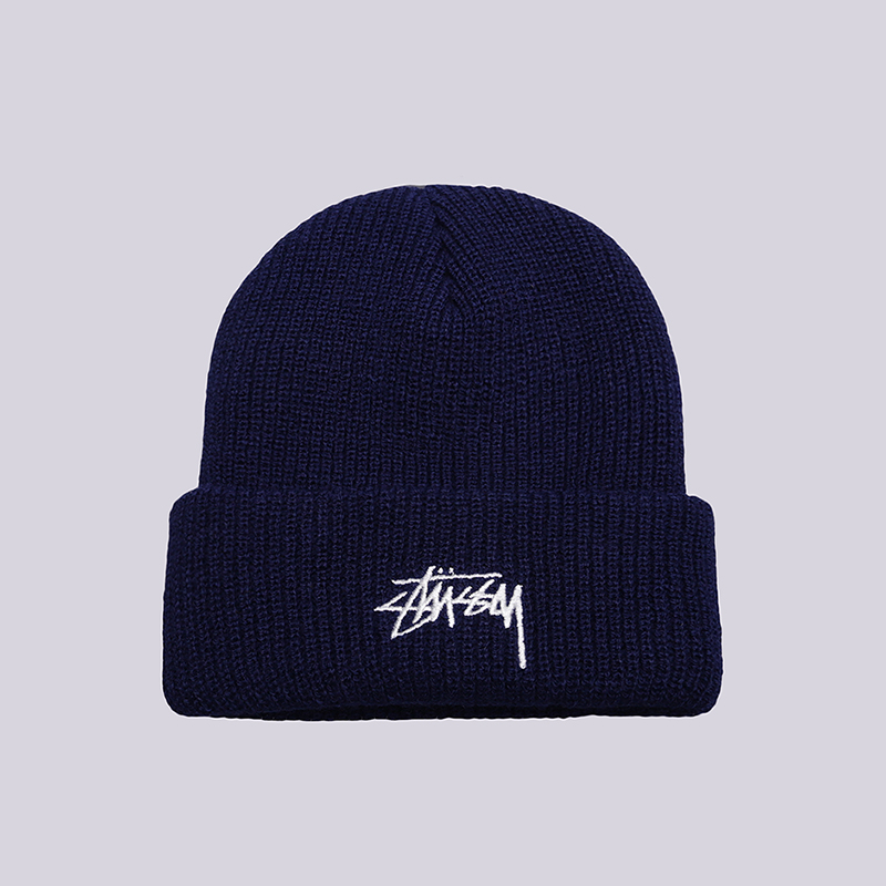 Шапка Stussy Stock HO17 Cuff Beanie (132858-light navy)  - цена, описание, фото 1